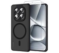 Pnakqil Coque pour Xiaomi Redmi Note 15 Pro 5G Compatible avec MagSafe,Givré Translucide Magnétique Housse mit 2 Verre Trempé,Antichoc Anti-Rayures Anti-Jaune Contre Les Chutes Rigide Étui Case,Noir