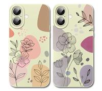 Pnakqil Lot de 2 coques à motif floral pour iPhone 16 6,1", design esthétique - Joli imprimé transparent - Lentille d'appareil photo intégrale en TPU souple, anti-chute - Coque de protection antichoc