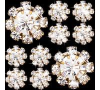 Pndeyo Lot de 10 boutons en strass pour loisirs créatifs, décorations de mariage à dos plat, accessoires décoratifs en forme de fleur pour la fabrication de bijoux, vêtements, sacs, chaussures