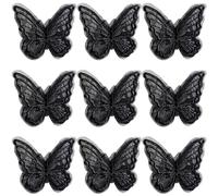 Pndeyo Lot de 10 pinces à cheveux en forme de papillon pour femme - Antidérapantes - Brodées - Double couche - Dentelle - Accessoires pour cheveux longs, courts, bouclés et ondulés - Noir