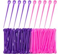 Pndeyo Lot de 100 rouleaux de pinceaux, outils de verrouillage en plastique, accessoires de bouclage pour femme, violet et rose