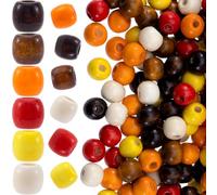 Pndeyo Lot de 120 perles en bois de 12 mm pour travaux manuels, perles rondes à grand trou en bois naturel, accessoires vintage pour macramé, collier, bracelet, loisirs créatifs, décoration faite à la