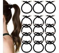 Pndeyo Lot de 15 élastiques à cheveux noués pour femme - Accessoires antidérapants pour cheveux fins, épais, ondulés, bouclés, raides, longs et courts - Noir