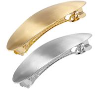 Pndeyo Lot de 2 barrettes à cheveux françaises en métal pour femme, antidérapantes, ovales, grandes pinces à cheveux à ressort, accessoires pour cheveux longs, épais, bouclés et ondulés - Doré et