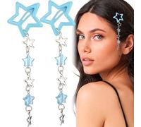 Pndeyo Lot de 2 pinces à cheveux antidérapantes Y2K en forme d'étoile pour femme - Style années 2000 - Jolies étoiles - Pendentifs en perles - Accessoires pour tresses, cheveux longs, courts, fins et