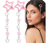 Pndeyo Lot de 2 pinces à cheveux antidérapantes Y2k en forme d'étoile pour femme, style années 2000, joli pendentif en forme d'étoile et perles - Accessoires pour tresses, cheveux longs, courts, fins