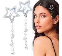 Pndeyo Lot de 2 pinces à cheveux antidérapantes Y2k en forme d'étoile pour femme, style années 2000, joli pendentif en forme d'étoile, accessoires pour tresses, cheveux longs, courts, fins et épais