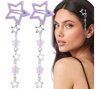 Pndeyo Lot de 2 pinces à cheveux antidérapantes Y2k en forme d'étoile pour femme, style années 2000, joli pendentif en forme d'étoile et perles - Accessoires pour tresses, cheveux longs, courts, fins