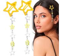 Pndeyo Lot de 2 pinces à cheveux antidérapantes Y2K en forme d'étoile pour femme, style années 2000, joli pendentif en forme d'étoile et perles - Accessoires pour tresses, cheveux longs, courts, fins