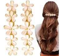 Pndeyo Lot de 2 pinces à cheveux en forme de fleur opale pour femme, barrettes à cheveux françaises scintillantes, accessoires décoratifs pour cheveux longs, courts, épais, fins, bouclés et ondulés -