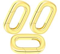 Pndeyo Lot de 3 fermoirs ovales en laiton plaqué or 18 carats, raccourcisseurs de colliers hypoallergéniques pour fabrication de bijoux
