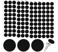 Pndeyo Lot de 3 feuilles d'autocollants de protection en PVC pour trous de vis - Anti-poussière - 21 mm - Pour divers meubles et armoires - Noir