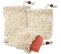 Pndeyo Lot de 3 sacs à savon pour douche, pochette en sisal naturel, mousse et séchage rapide pour savon exfoliant