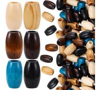 Pndeyo Lot de 30 perles en bois de 20 x 30 mm pour travaux manuels, perles de cheveux en bois naturel à grand trou, accessoires vintage pour macramé, collier, bracelet, loisirs créatifs, décoration