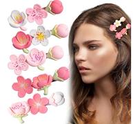 Pndeyo Lot de 5 barrettes à cheveux mignonnes en forme de fleur pour femme, antidérapantes, colorées, fleurs de pêche, petites pinces crocodiles pour différentes coiffures - 5 styles
