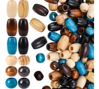 Pndeyo Lot de 60 perles en bois pour travaux manuels, 2 tailles à grand trou, perles de cheveux en bois naturel, accessoires vintage pour macramé, collier, bracelet, loisirs créatifs, décoration faite