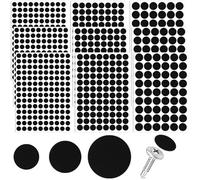 Pndeyo Lot de 9 feuilles d'autocollants en PVC résistant à la poussière pour trous de vis - 12 mm, 15 mm, 21 mm - Pour divers meubles et armoires - Noir