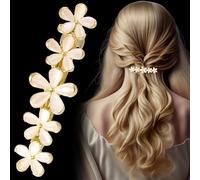 Pndeyo Pince à cheveux en forme de fleur opale pour femme, barrettes à cheveux françaises scintillantes, accessoires pour cheveux longs, courts, épais, fins, bouclés et ondulés - Doré