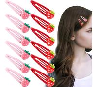 Pndeyo Y2K Lot de 12 pinces à cheveux en forme de fraise pour femme, jolies barrettes à cheveux en forme de fruits, pinces à cheveux antidérapantes en métal pour cheveux épais, fins, longs, courts,