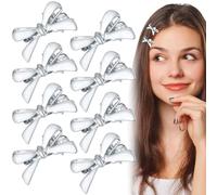 Pndeyo Y2k Lot de 8 barrettes à cheveux en forme de nœud argenté pour femme avec petit nœud antidérapant pour mariage, Noël, fête, cérémonie, banquet
