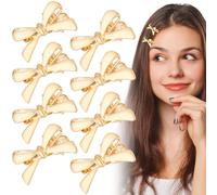 Pndeyo Y2k Lot de 8 barrettes à cheveux en forme de nœud doré pour femme avec petit nœud antidérapant pour mariage, Noël, fête, cérémonie, banquet