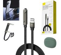 Pnedeodm 2-in-1 Invisible Holder Charger Cable - 240w Fast Charging Cord with Built-In Phone Stand, Anti-Tangle 5ft T-Shaped Foldable Multi-functional Charger Cord for Smartphones Tablets (Type A)