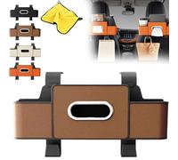 Pnedeodm 3-in-1 Car Backseat Organizer, Multifunctional Car Seat Rear Storage Box with Cup Holder & Tissue Box, Car Organizer Storage Box Headrest Back Seat - Keep Your Ride Clean & Organized (Brown)