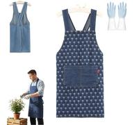 Pnedeodm Adult Denim Apron-Lightweight Cotton Apron with Front Pocket, Ideal for Everyday Use, Cross Back Aprons for Women Men, Durable & Stain-Resistant for Baking Cooking Gardening (Hearts)