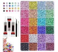 Pnedeodm Bedazzling Kit - Colorful DIY Resin Rhinestone Kit for Bedazzling, Rhinestone Glue, Bedazzler Kits with Glue and Pen, Bedazzling Gems for Nail Art, Diamond Crafts (24000 Pcs)