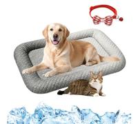 Pnedeodm Cooling Gel Mat for Pets, Breathable Summer Heat Relief Pad for Dogs and Cats, Waterproof Self Cooling Sleeping Mat with Anti-Slip Bottom for Indoor and Outdoor Use (L:50 * 65,Gray)