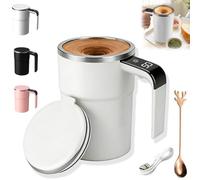 Pnedeodm Electric Coffee Mug with a Built-In Lcd Thermometer, 2026 New Self Stirring Coffee Mug Rechargeable with Temperature Display, 380ml Automatic Magnetic Mixing Cup for Coffe Milk Cocoa (White)