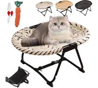 Pnedeodm Elevated Dog Bed - Portable Foldable Metal Frame Outdoor Pet Cot, Non SLI Washable Raised Pet Bed - Breathable Mesh Cooling Rest, for Dogs, Puppies, Cats, Indoor,Outdoor (Cotton Fabric)