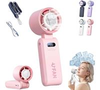 Pnedeodm Handheld Fan Rechargeable, Portable Turbo Mini Fan with Ice Cooling Plate, 199 Speeds Foldable USB Fan, 3 in 1 Personal Neck Cooler for Travel,Commuting and Summer Essentials (Pink)