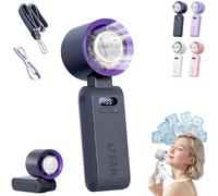 Pnedeodm Handheld Fan Rechargeable, Portable Turbo Mini Fan with Ice Cooling Plate, 199 Speeds Foldable USB Fan, 3 in 1 Personal Neck Cooler for Travel,Commuting and Summer Essentials (Black)