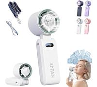 Pnedeodm Handheld Fan Rechargeable, Portable Turbo Mini Fan with Ice Cooling Plate, 199 Speeds Foldable USB Fan, 3 in 1 Personal Neck Cooler for Travel,Commuting and Summer Essentials (White)