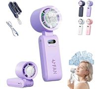 Pnedeodm Handheld Fan Rechargeable, Portable Turbo Mini Fan with Ice Cooling Plate, 199 Speeds Foldable USB Fan, 3 in 1 Personal Neck Cooler for Travel,Commuting and Summer Essentials (Purple)