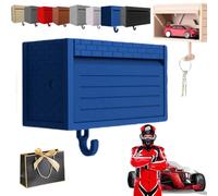 Pnedeodm Infinity Garage Keychain Hanger, Car Key Holder Wall Mount with Opening Door, Tiny Key Hook Wall Mounted for Entryway Office Home, Suitable Cars Lover's Key Organizer for Christmas (Blue)