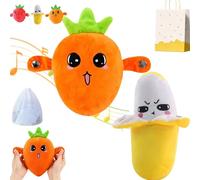 Pnedeodm Interactive Music Plush Toy, Touch-Sensor Soft Interactive Figure for Kids, Fun & Playful Sound-Activated Toys, Touch-Sensitive Banana & Fruit Plush Musical Sensory Toy (2Pcs-C)