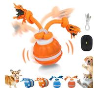 Pnedeodm Interactive Smart Rolling Pet Ball, Chase Buddy Dog Toy for Boredom Relief, Active Rolling Ball with Tail for Dogs, Cat Toys Interactive for Indoor Cats & Dogs (A - Orange)