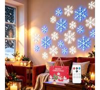 Pnedeodm Light Up Snow Flake, Christmas LED Snowflake Wall Lights, 3D Snowflake Wall Lights Set, Blue & White Glow Winter Decor for Home Living Room Fireplace, with Remote Control (MIX,12Pcs)