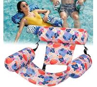 Pnedeodm Premium Inflatable Pool Chair & Pool Floats for Adults - Foldable Lilo Pool Inflatables with Mesh Support, Water Hammock Lounge for Beach, Lake, Tanning Pool & Summer Outdoor Toys (D)