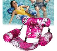 Pnedeodm Premium Inflatable Pool Chair & Pool Floats for Adults - Foldable Lilo Pool Inflatables with Mesh Support, Water Hammock Lounge for Beach, Lake, Tanning Pool & Summer Outdoor Toys (B)