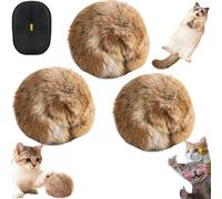 Pnedeodm Rabbit Fur Ball Cat Toy, 3.9-inch Oversized Faux Rabbit Fur Catnip Interactive Cat Toy Balls, Enticing and Fun Soft Fluffy Cat Toy Ball for Chewing Playing (3Pcs)