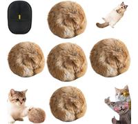 Pnedeodm Rabbit Fur Ball Cat Toy, 3.9-inch Oversized Faux Rabbit Fur Catnip Interactive Cat Toy Balls, Enticing and Fun Soft Fluffy Cat Toy Ball for Chewing Playing (5Pcs)