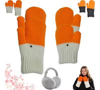 Pnedeodm Winter Goose Gloves, Cozy Thicken Fleece Furry Goose Mittens for Kids and Womens, Silly Cute Goose Gloves, Winter Novelty Stylish Color Block Glove for Xmas Gifts (2*White, kid+adult)