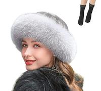 Pnedeodm Womens Winter Furry Hats, Winter Furry Hats for Women, Faux Fur Hats for Women Winter Russian, Faux Fur Headband (A2)