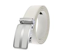 PNEGXIN Ceinture 130 cm 140 cm 150 cm 160 cm Grande Taille Longue Ceinture Blanc Hommes Ceinture Alliage Boucle Automatique véritable Cuir de Vachette Ceintures Accessoires