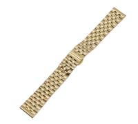 PNESHGTT Bracelet à cinq perles tout en acier, Compatible avec les accessoires de montre, boucle papillon Double pression, solide, chaîne unisexe 10-24mm(Gold,23mm)