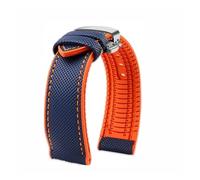 PNESHGTT Bracelet compatible en toile, nylon et caoutchouc de 20 mm, 22 24, étanche, compatible avec Breitling, Omega, IWC, West Rail, Tudor Hamilton(Blue Orange silver B,20mm)