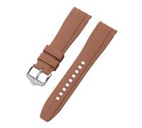 PNESHGTT Bracelet de montre en caoutchouc 20 mm 22, extrémité incurvée, silicone, compatible avec Swatch, compatible Omega Moonswatch, bracelet étanche(Brown,22mm)